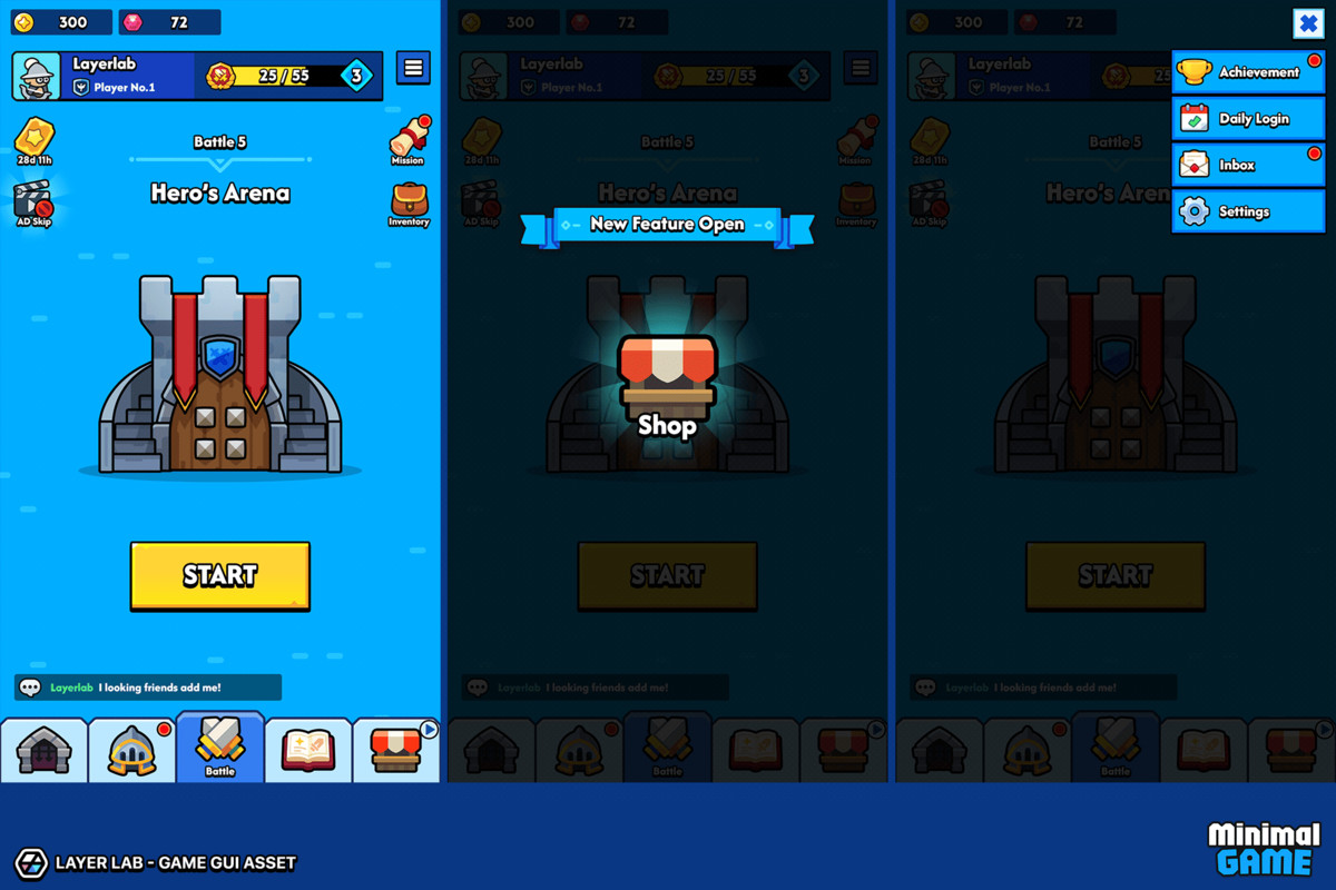 GUI Pro - Minimal Game Blue(+PSD)