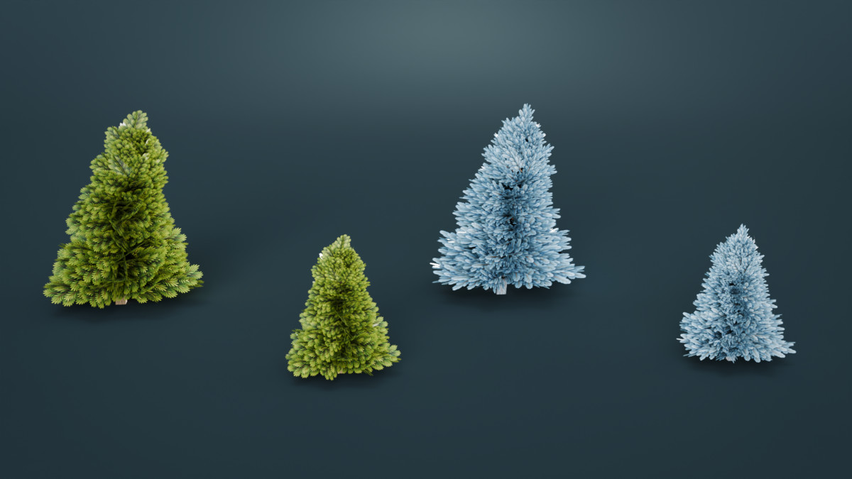 Low Poly Stylized Evergreen Trees Pack - Mini World Studio