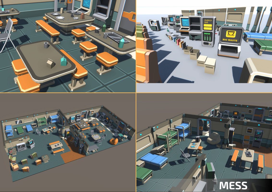 Low Poly Sci-Fi 3-Pack Bundle - Retro Style