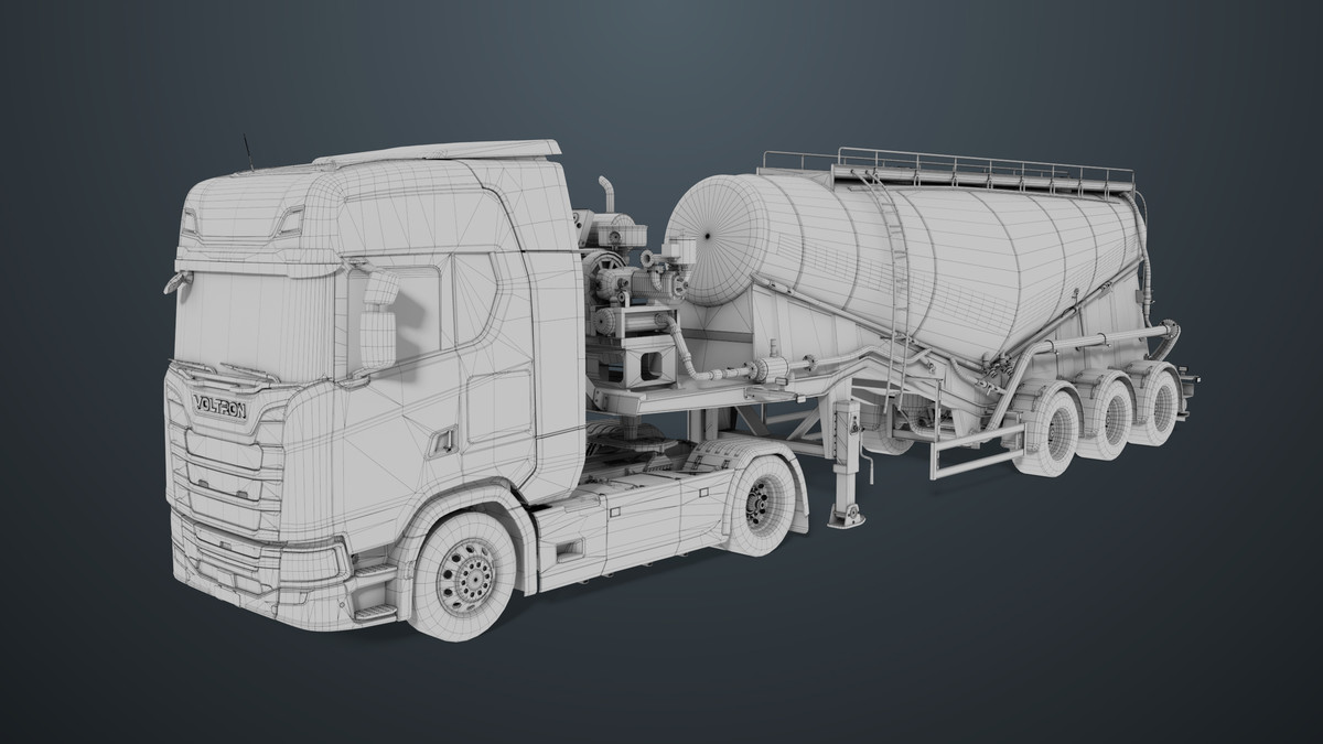 Chassis06 Cement Trailer 01 White URP HDRP Textures