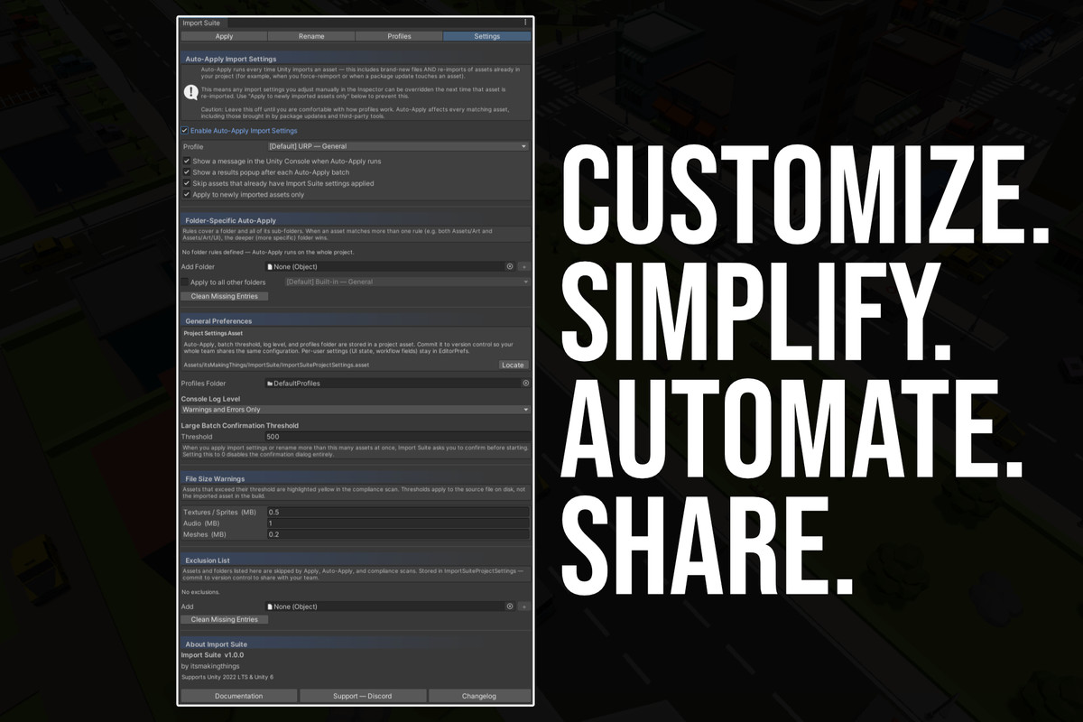 Import Suite: Automate Import Settings