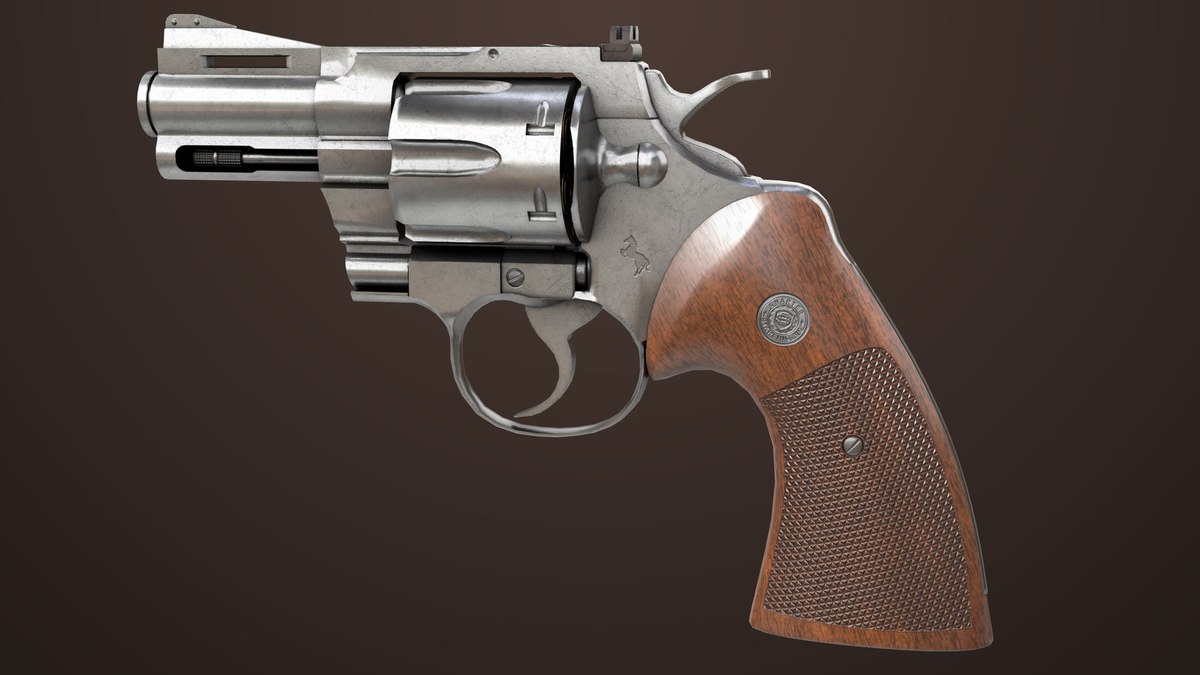 Revolver 05 Small Silver with Bullet URP HDRP Textures