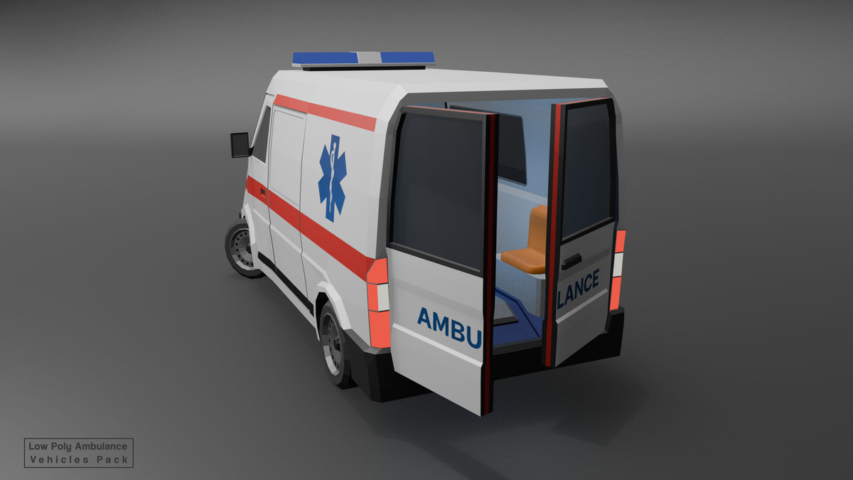 Low Poly Ambulance Vehicles Pack