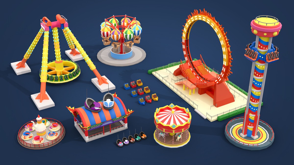 Amusement Park - Low Poly 3D Models Pack