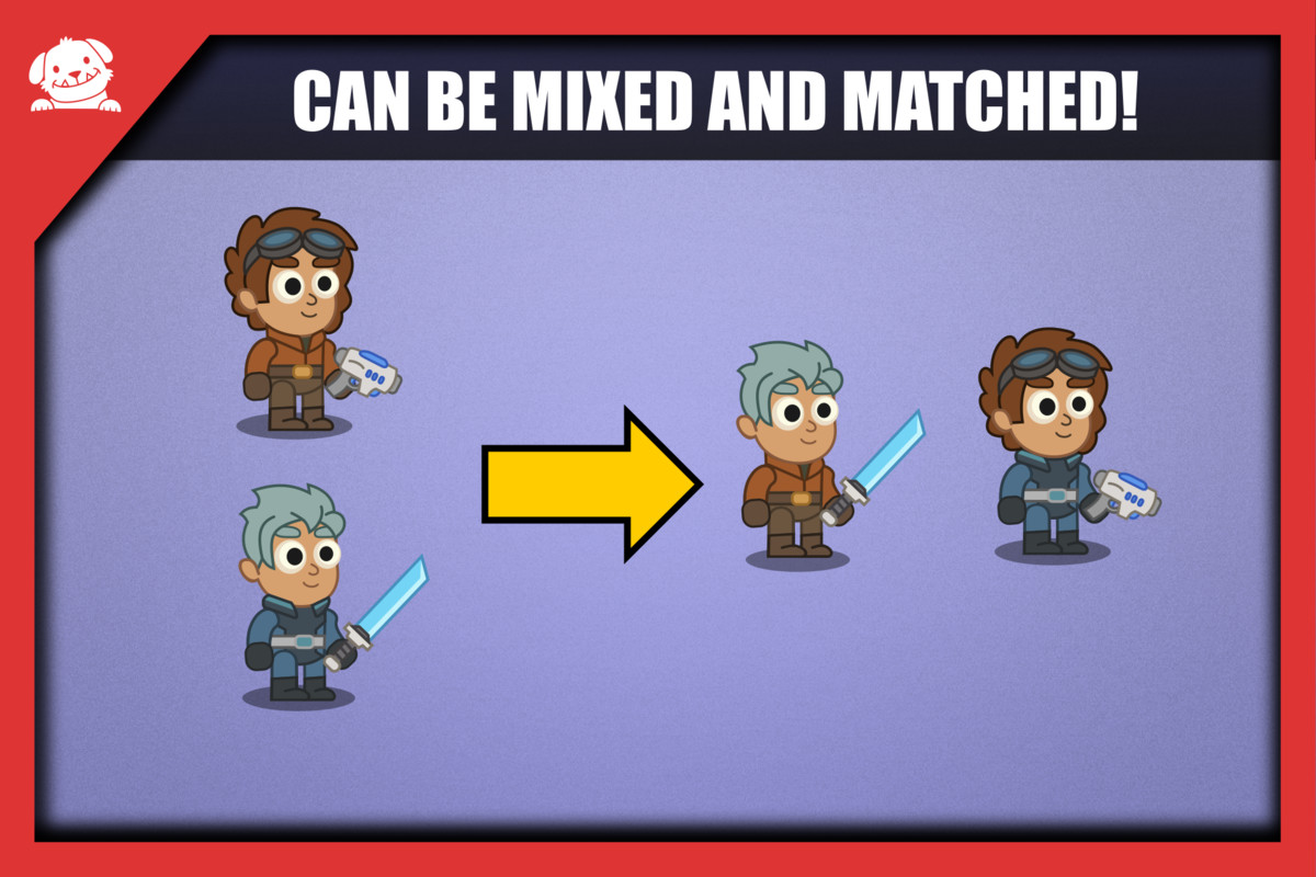 2D Cartoon Sci-Fi Space Characters