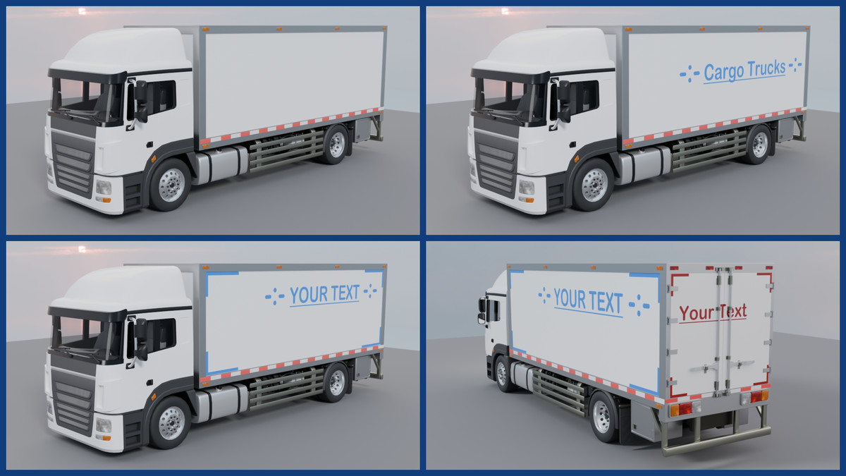 Cargo Box Truck 3D Model – Game Ready Interior, Openable Doors & Custom Branding
