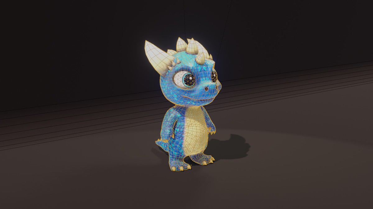 Cartoon Blue Dinosaur 3D Model – Animated Character