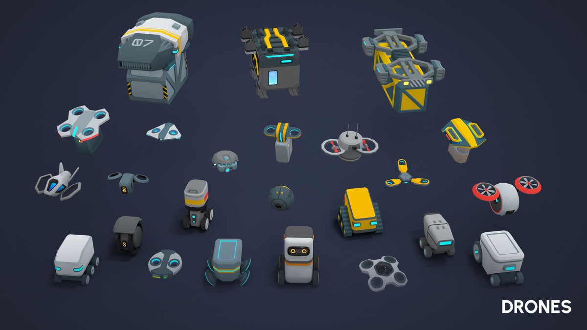 Sci-Fi Props - Low Poly 3D Models Pack