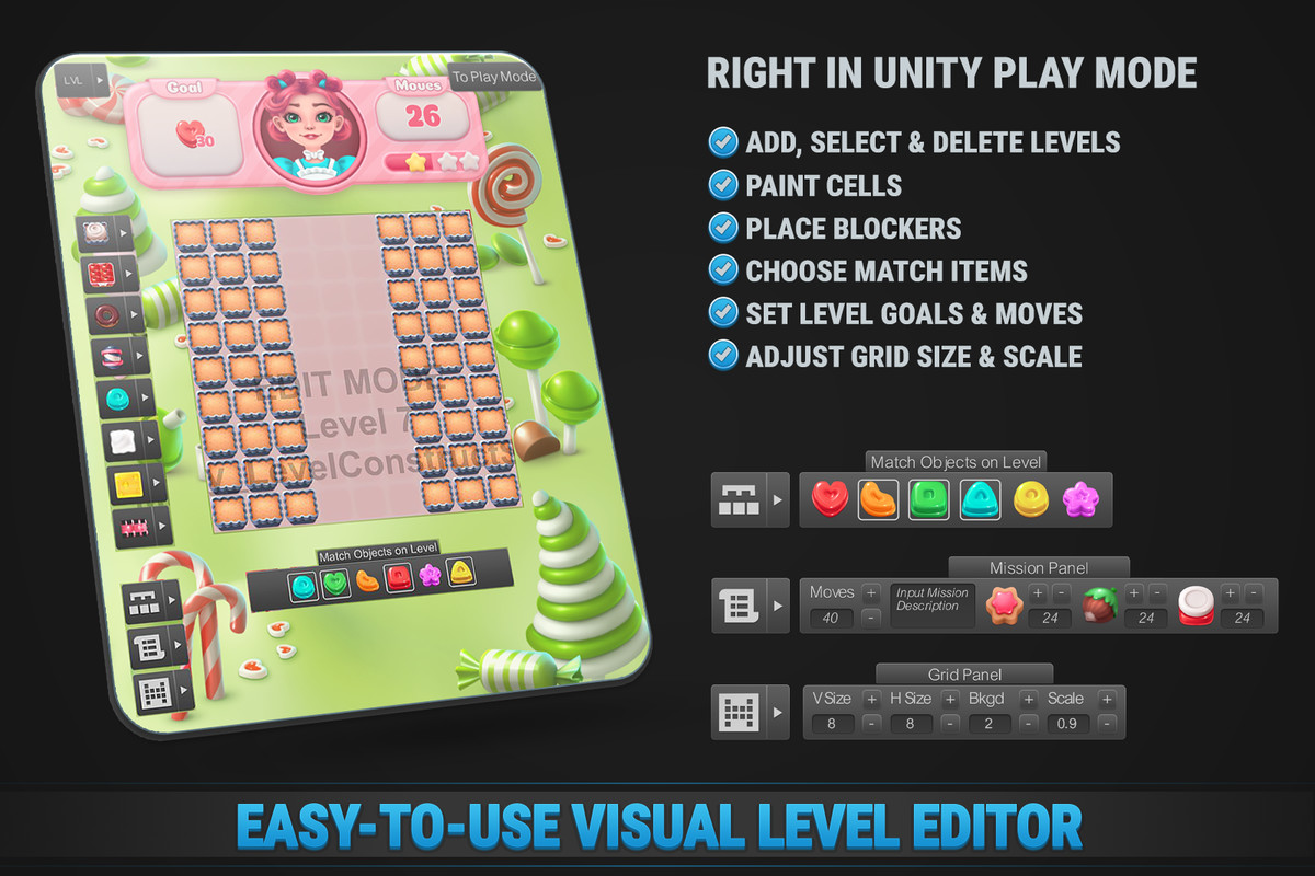 MK Match-3 Kit • Candy Sweet Game Template