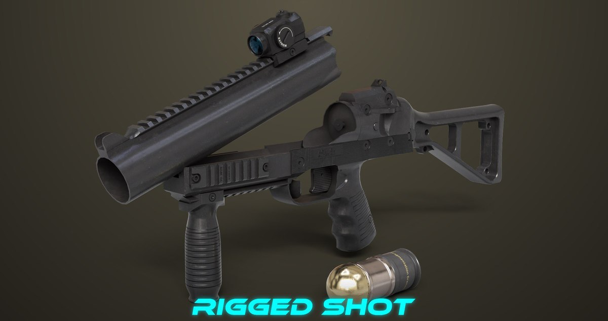 6 Grenade Launcher Black URP HDRP Textures