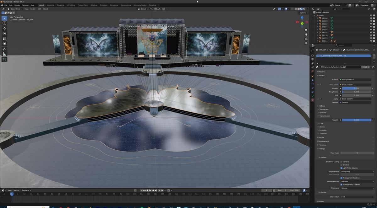Big Butterfly Concert Arena Stage Venue Modular 3D Model