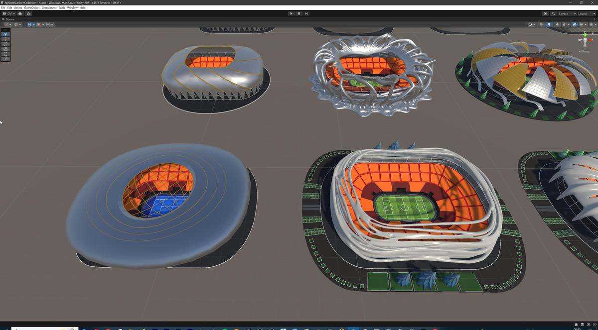 Stylised Sport Stadium Collection - 12 Low Poly Modular 3d Assets
