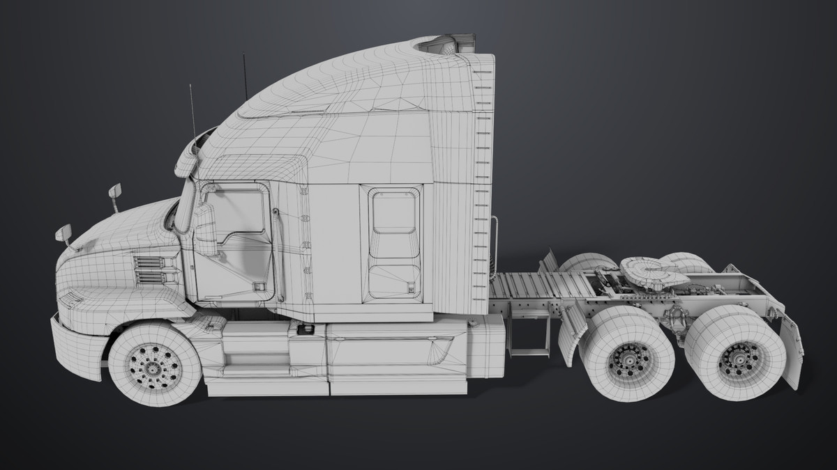 Heavy Truck Chassis 05 White Interior URP HDRP Textures