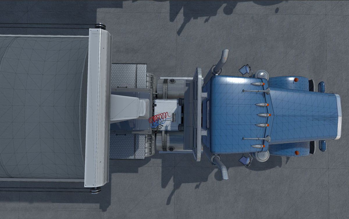 Semitruck with dump trailer