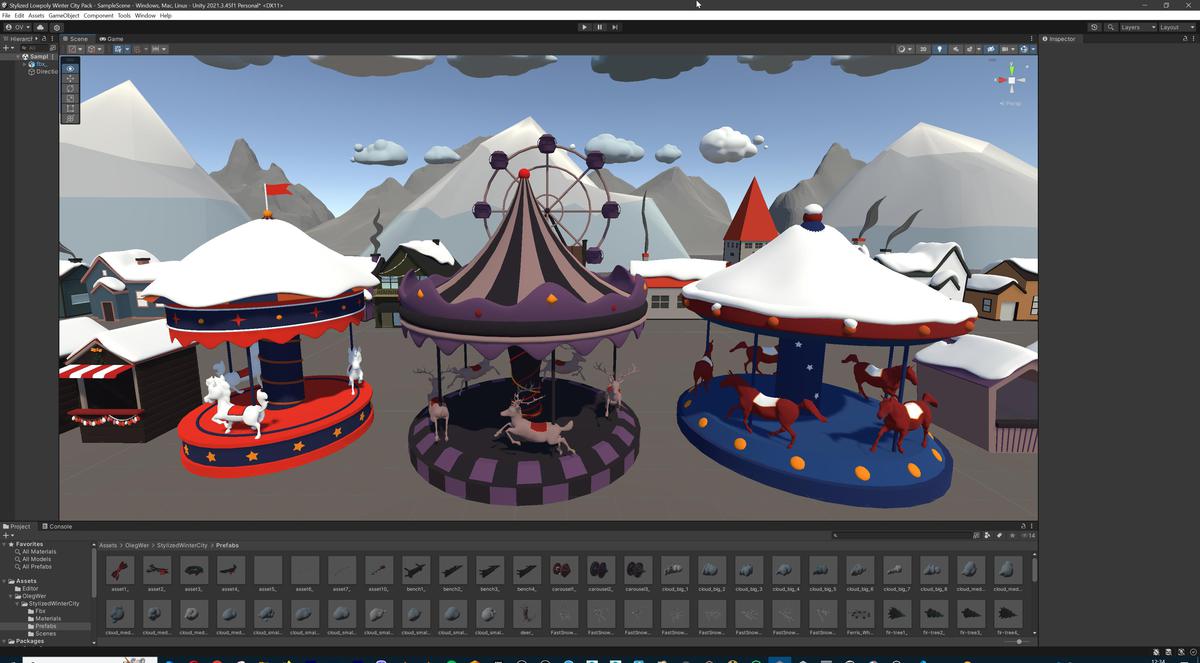 Stylized Lowpoly Winter City Asset Pack