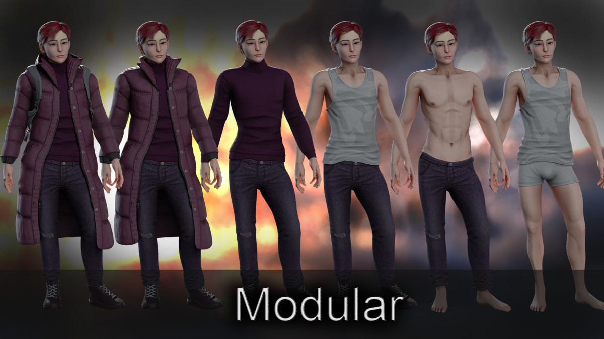 Winter Student Man – Modular Game Character