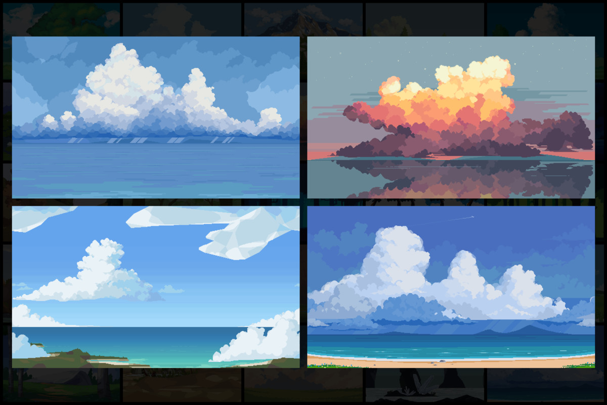 56 Nature Backgrounds Pixel Art