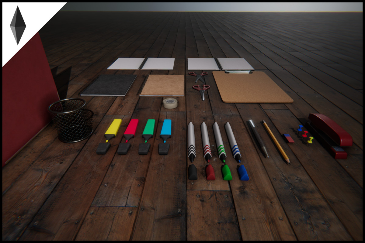 PBR Office Stationary Game-ready