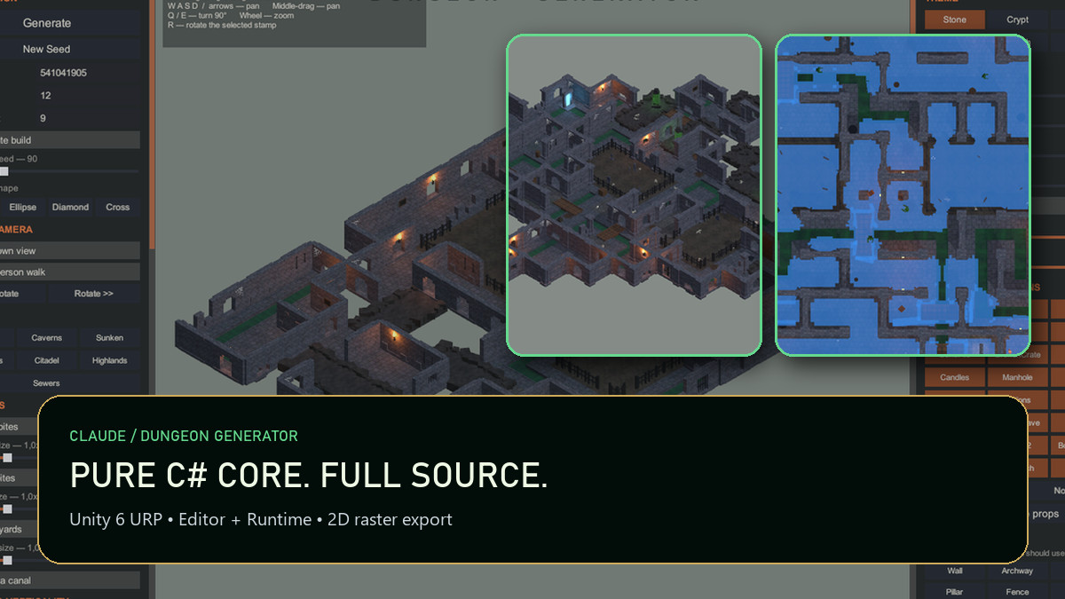 Dungeon Generator - WFC Level Builder, Live Painting & NavMesh
