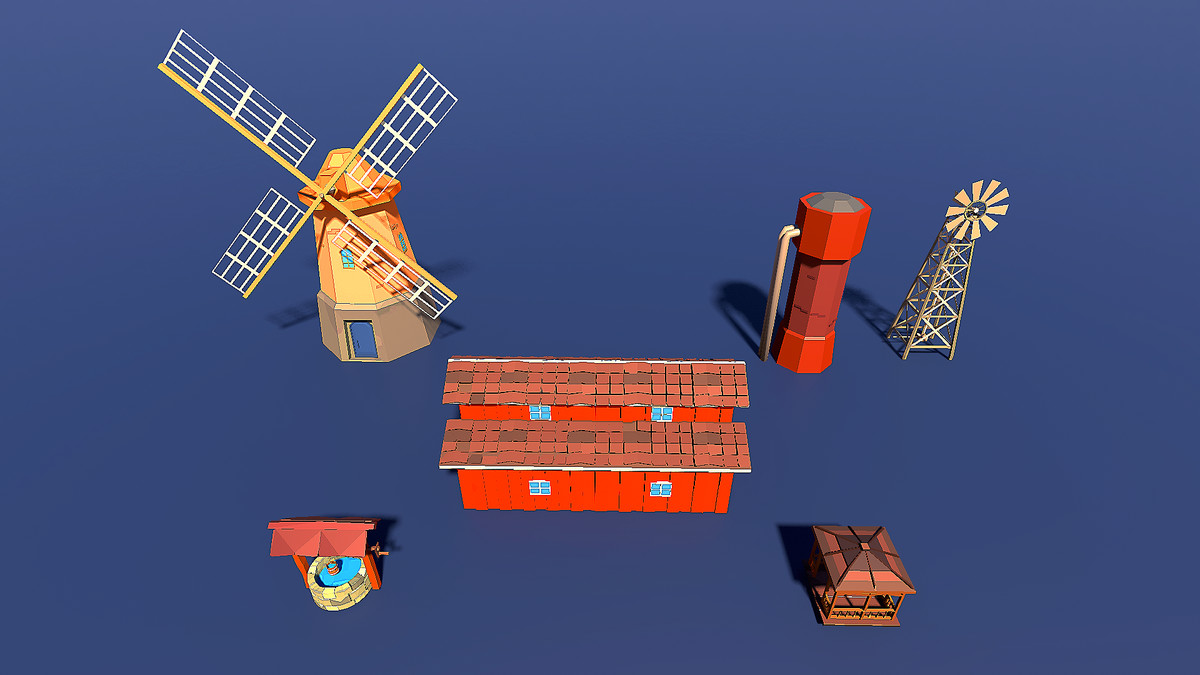 Low Poly Farm. HappyLifeville