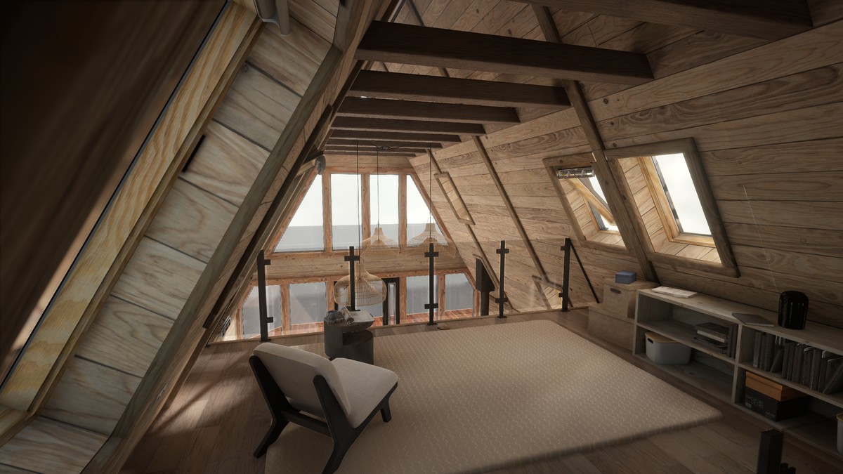 Modular A-frame House (Interior and exterior) A-frame Cabin Wooden