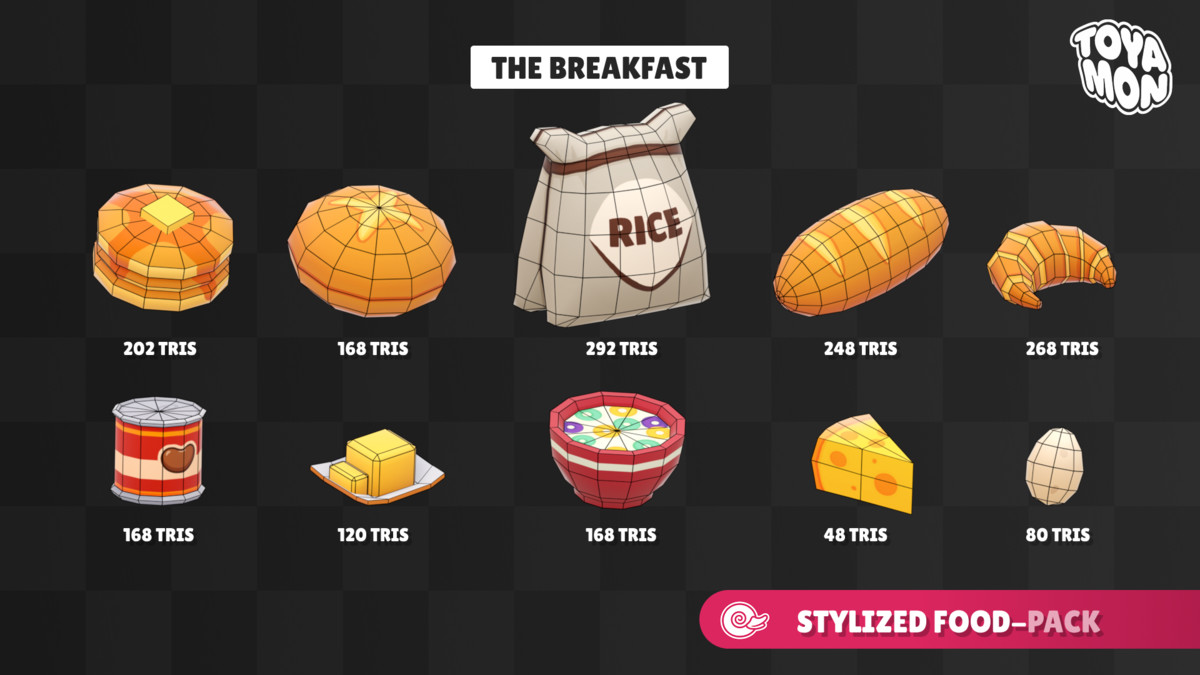 Stylized Food Pack - Low poly