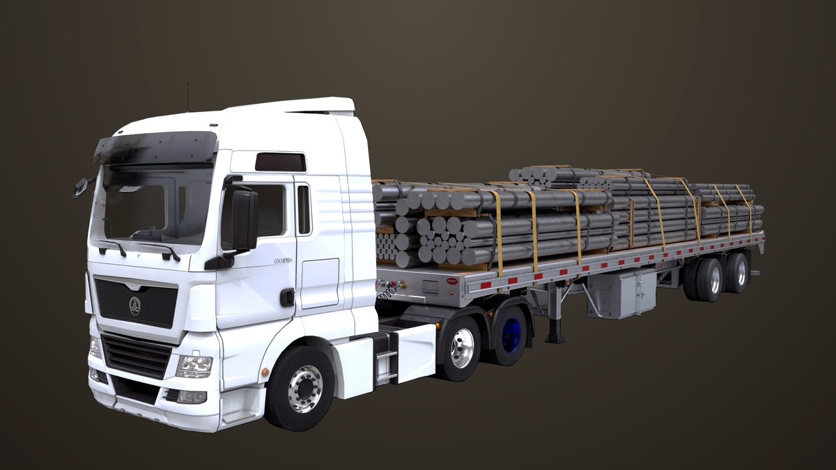 Heavy Truck 04 Flatbed Load Trailer URP HDRP Textures
