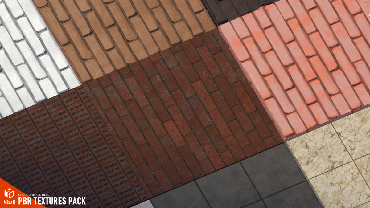 PBR Textures pack - ground, brick, tiles