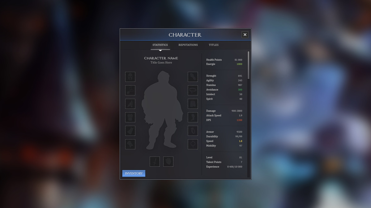 RPG & MMO One - PC and Mobile UI