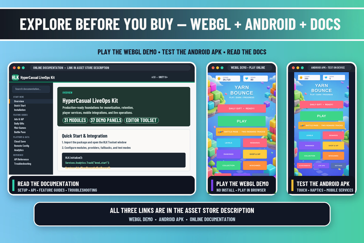 HyperCasual LiveOps Kit | Ads, IAP, Retention & Mobile Services