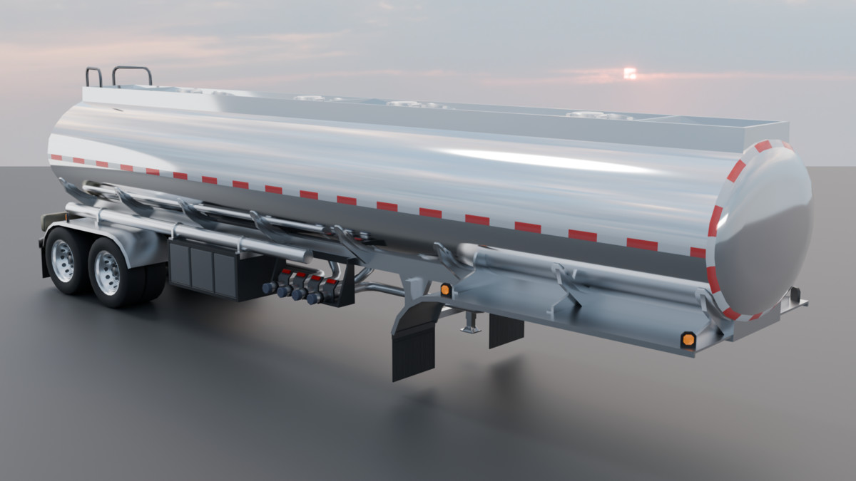 European Semi Truck + Tanker Trailer | Detailed Interior & Functional Lights