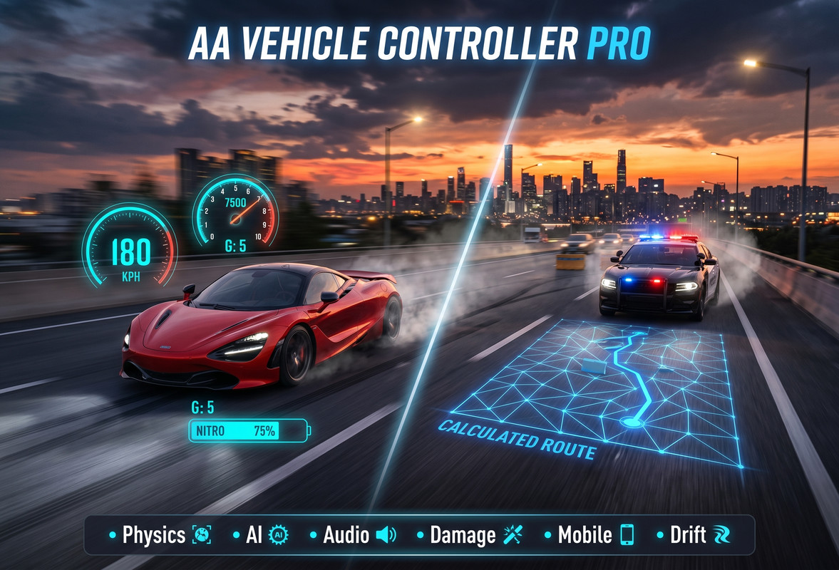 AA Vehicle Controller Pro — Car Physics, AI & Pathfinding