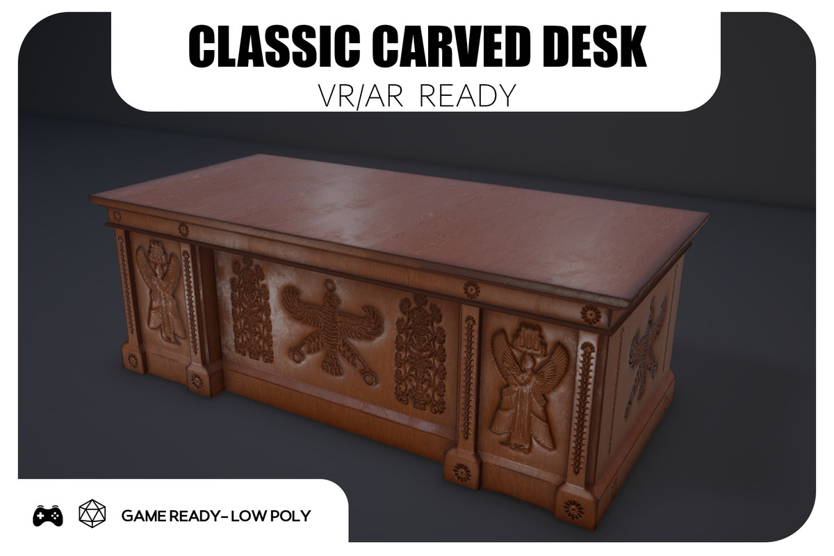 Classic Carved Desk - Game Ready