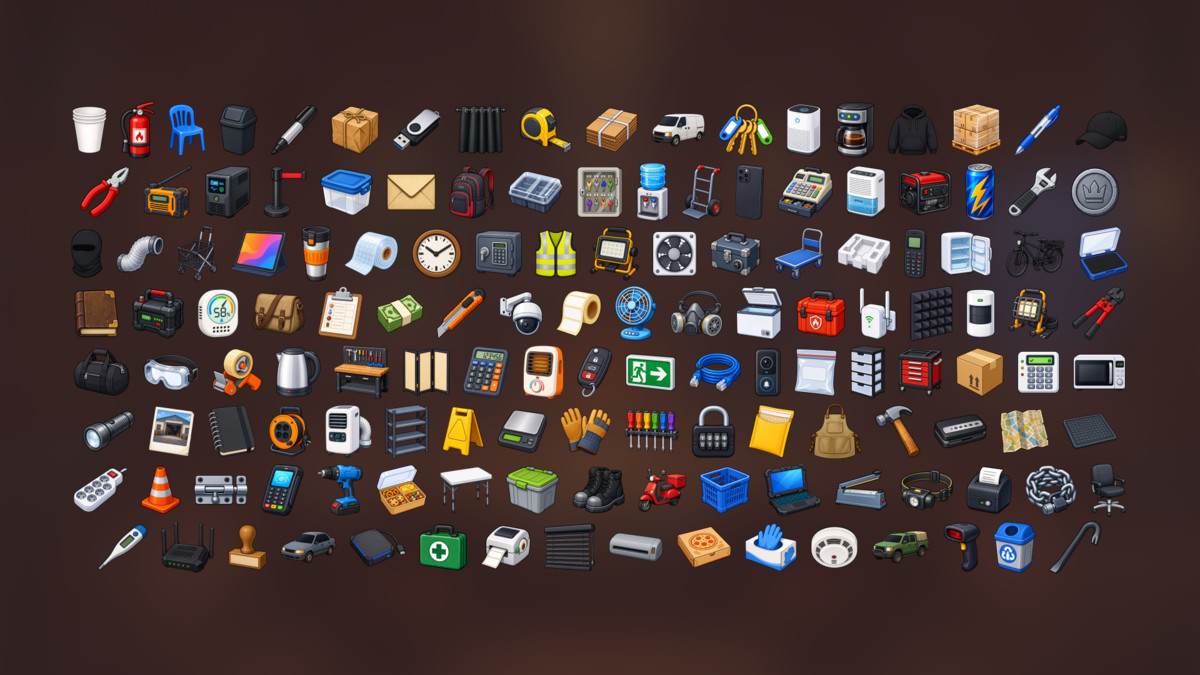 Warehouse Logistics Storage Inventory Security Management Icons Pack