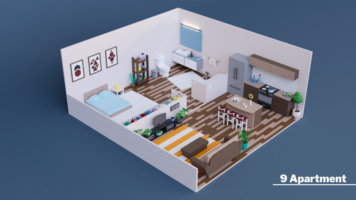 Low Poly Apartments Interiors Pack