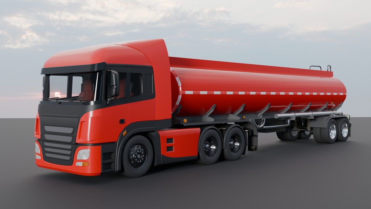 European Semi Truck + Tanker Trailer | Detailed Interior & Functional Lights