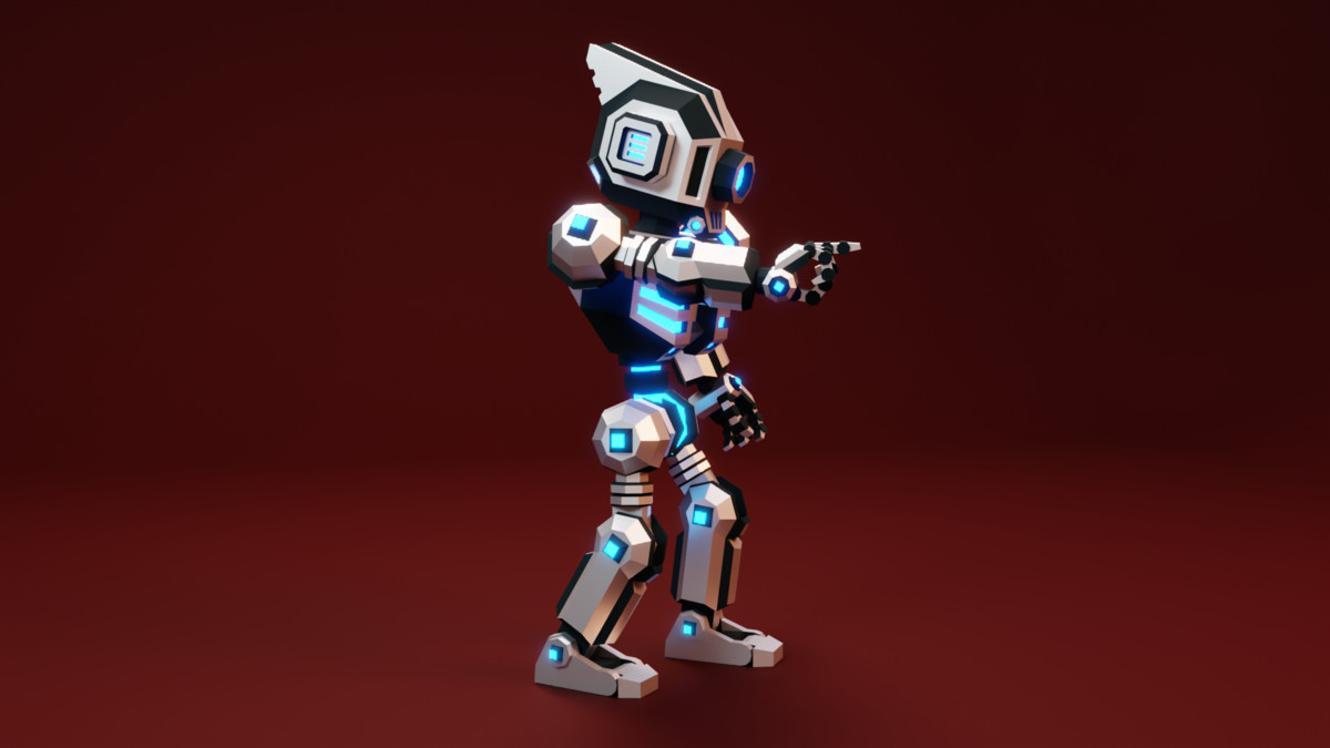 Sci‑Fi Robot X-25.2 Low‑Poly Stylized