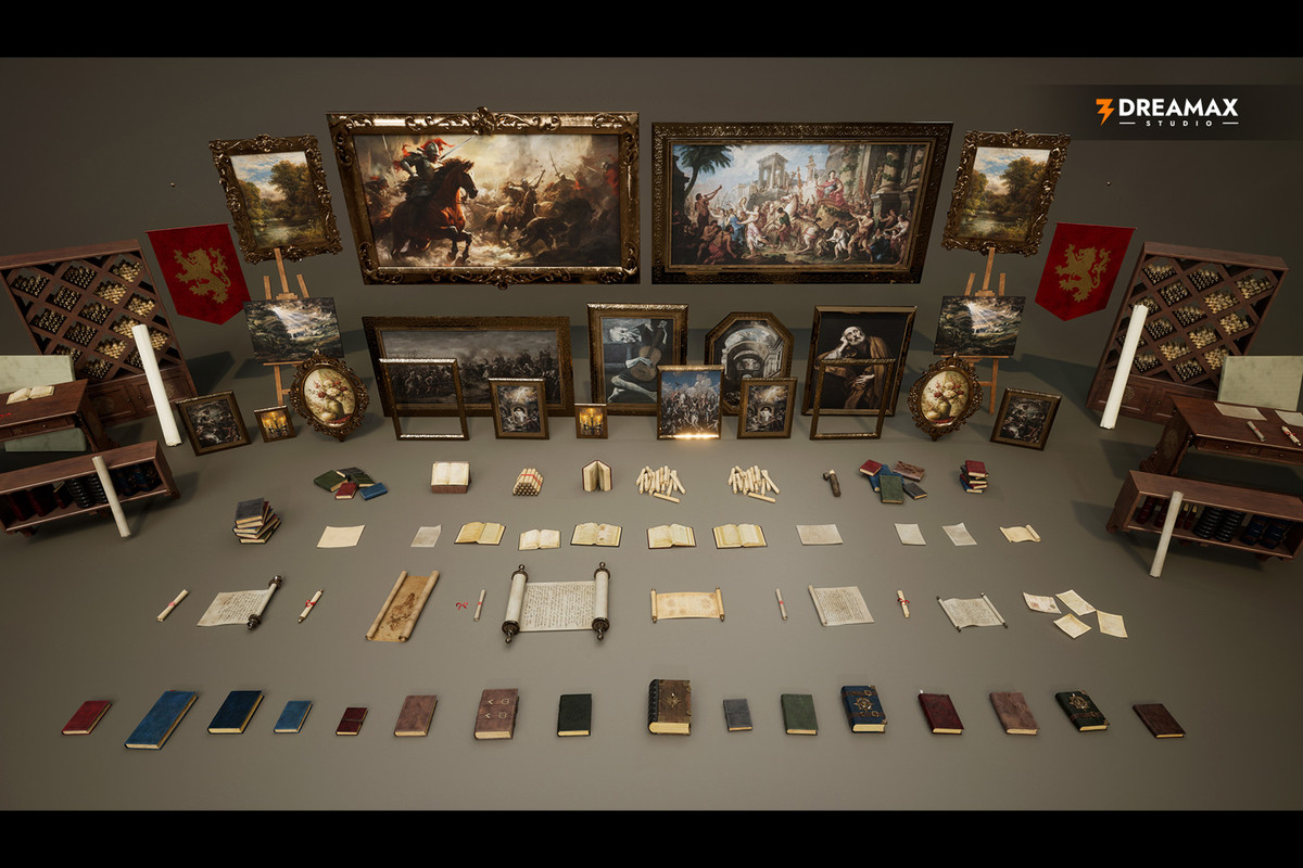 Medieval & Fantasy Paintings - Books, Scrolls & Picture Frames Vol. 1