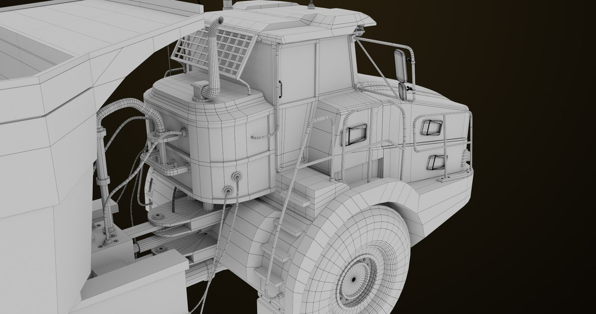Articulated Dirty Mining Truck 03 URP HDRP Textures