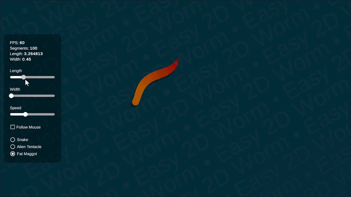 Easy 2D Worm - Procedural Snakes, Tentacles & Physics