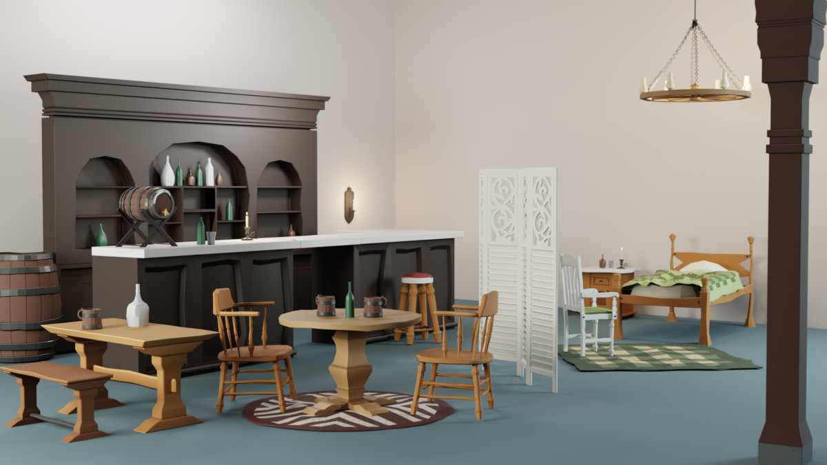 Stylized Tavern & Inn Props (30+) – Medieval Interior