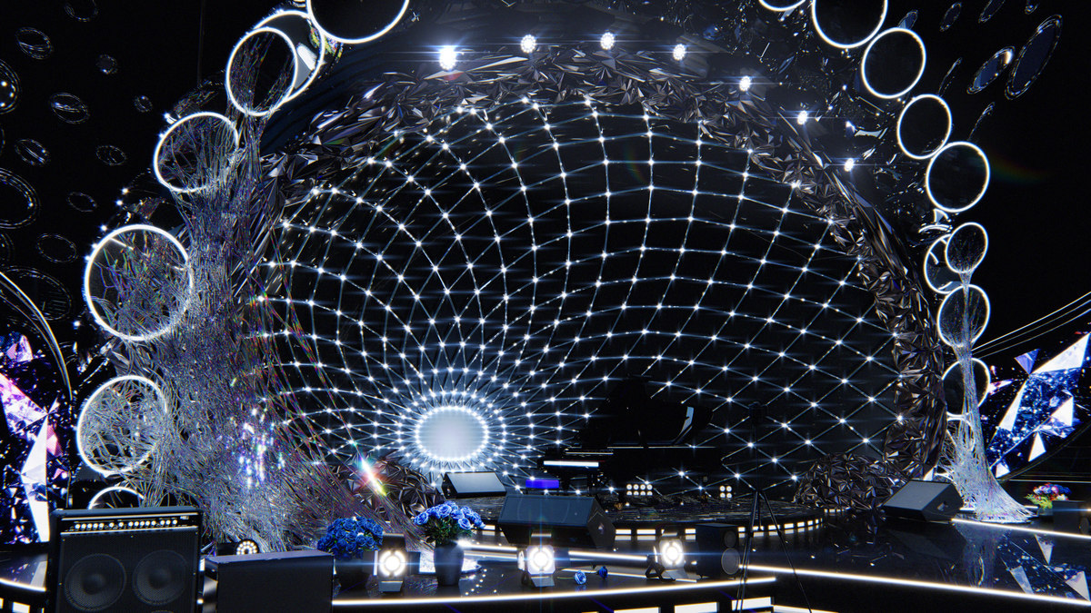 Black Diamond Concert Arena Stage Venue - Modular 3d Scene with Props