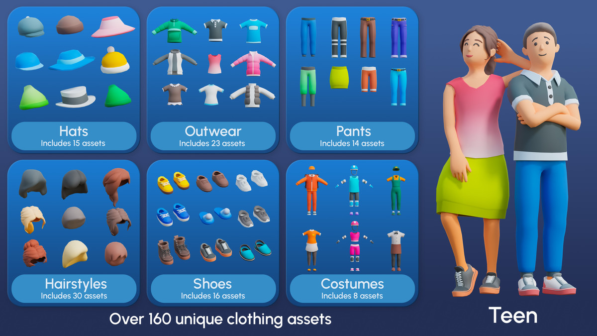 City Characters - Low Poly 3D Models Pack