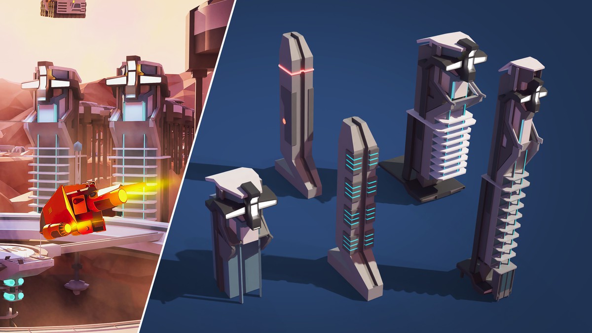 Mars Spaceport - Low Poly 3D Models Pack