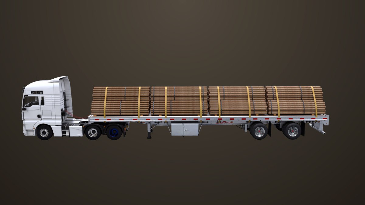 Heavy Truck 04 Flatbed Load Trailer URP HDRP Textures