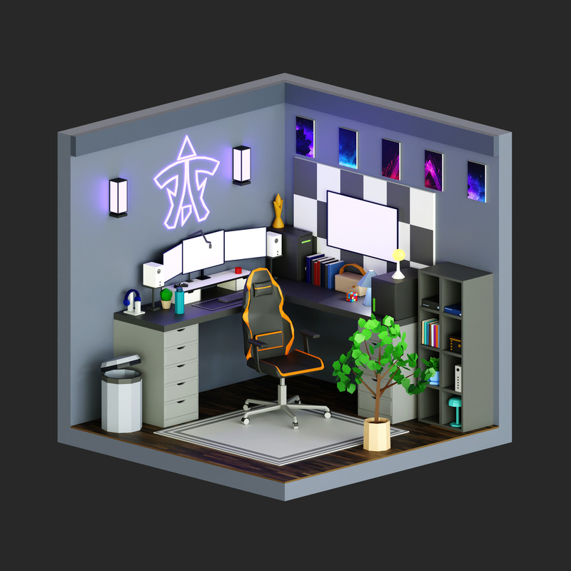 Interior 1 Low-poly 3D models Pack