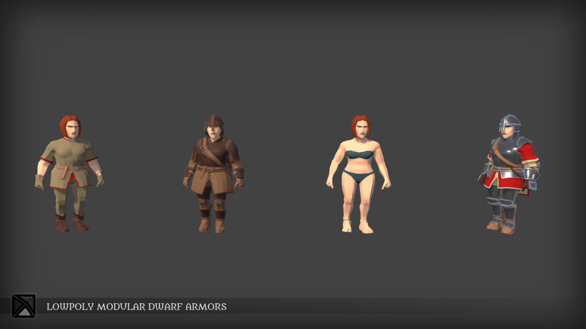 Lowpoly Dwarves Modular Armors Bundle- MEDIEVAL FANTASY SERIES