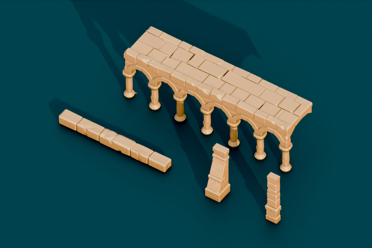 Low Poly Modular Medieval Building Kit