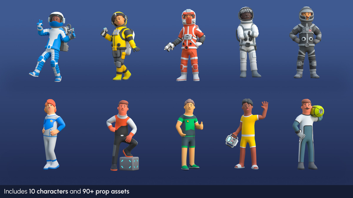 Astronaut Characters Mini - Low Poly Animated Pack