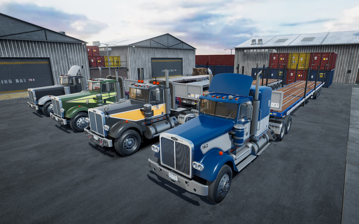 Semi truck flatbed trailer